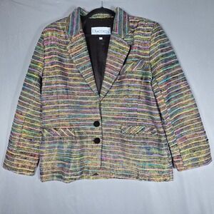 The La Costa Spa Blazer Womens L Multicolor Silk Rainbow Textured Evening Jacket